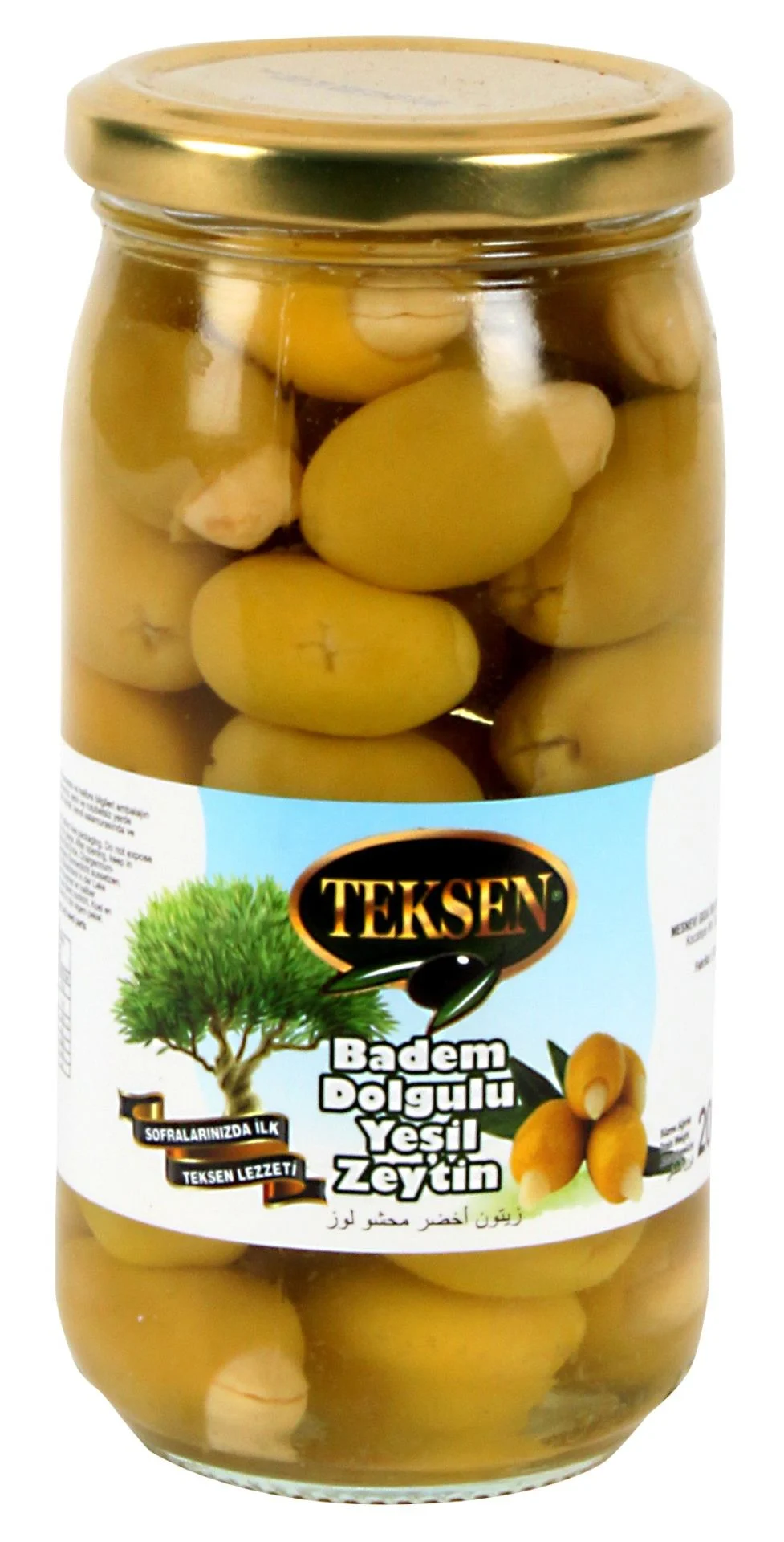 TEKSEN Badem Dolgulu Yeşil Zeytin Cam Kavanoz-200G