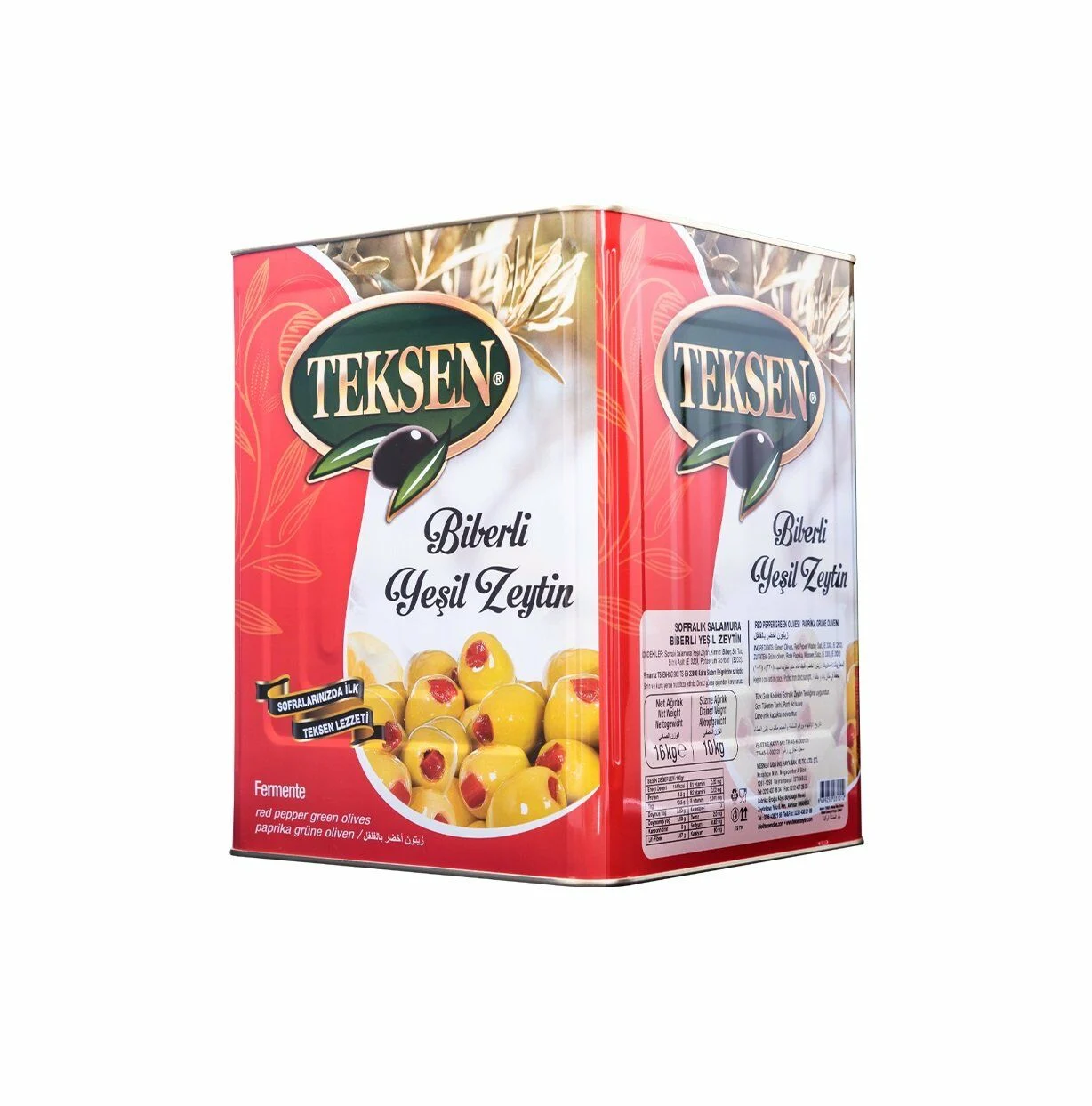 TEKSEN Biber Dolgulu Yeşil Zeytin Teneke-10KG