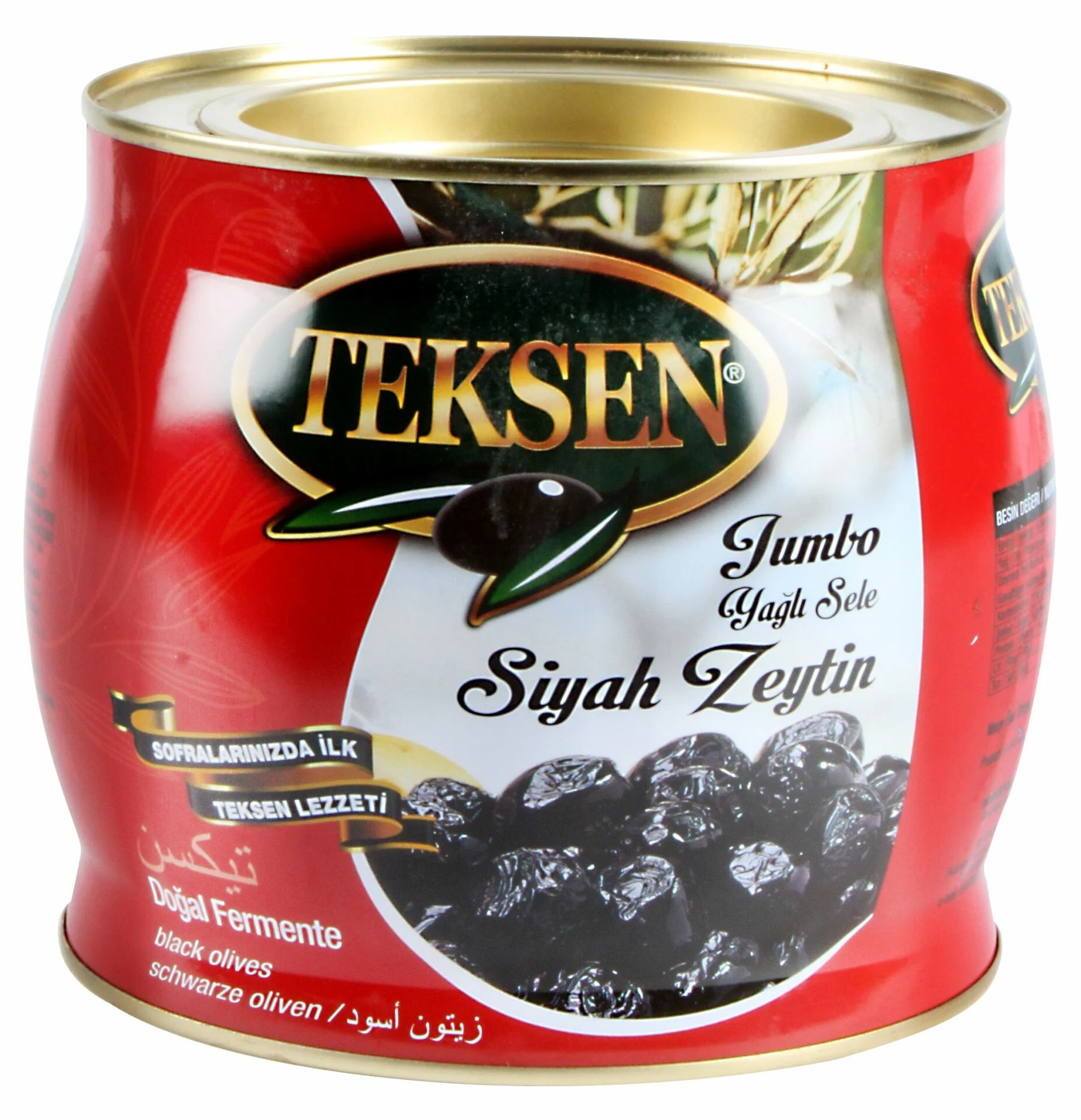 TEKSEN Yağlı Sele Siyah Zeytin Teneke-Kırmızı-1800G